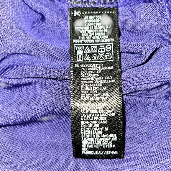 Forever 21 Large Purple Women's Sleeveless Leather Back Dress Miss Size 14 16  L - Picture 4 of 6